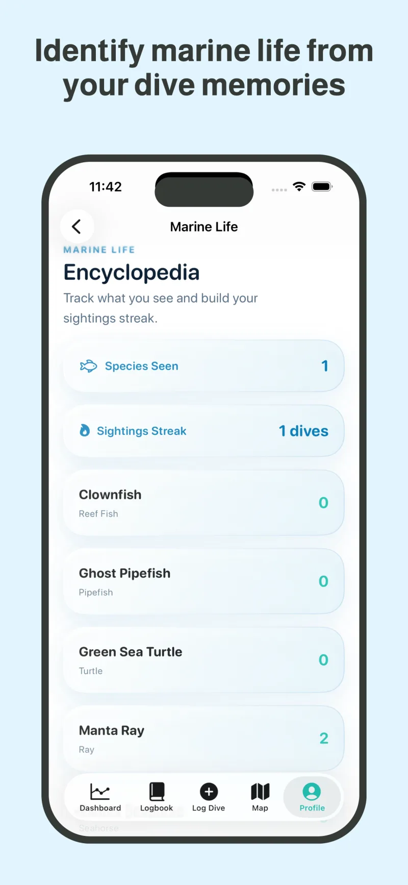 DiveAtlas marine life encyclopedia and species sightings